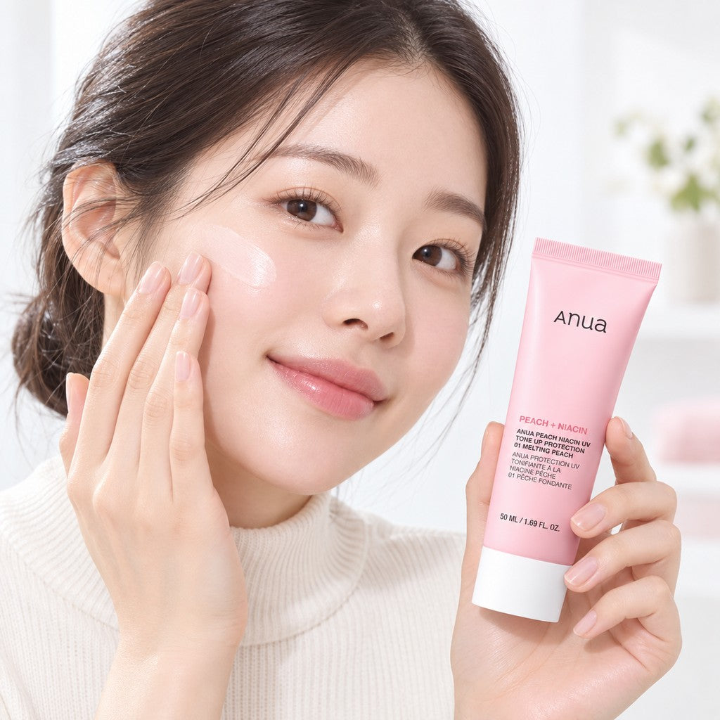 Anua — Protector UV iluminador con melocotón y niacina · tono 01 Melocotón · 50 ml