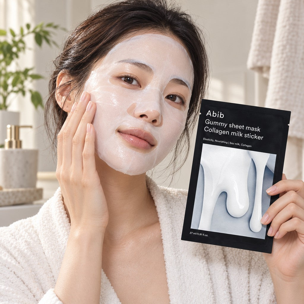 Abib — Mascarilla de tejido adherente con colágeno y leche · 10 mascarillas