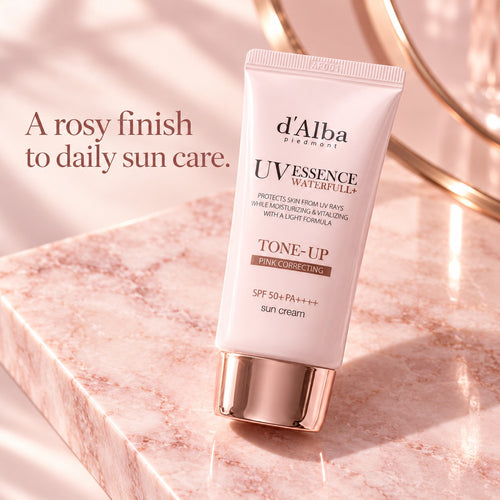 d'Alba — Crema solar iluminadora rosa con liposomas de árbol de té · 50 ml