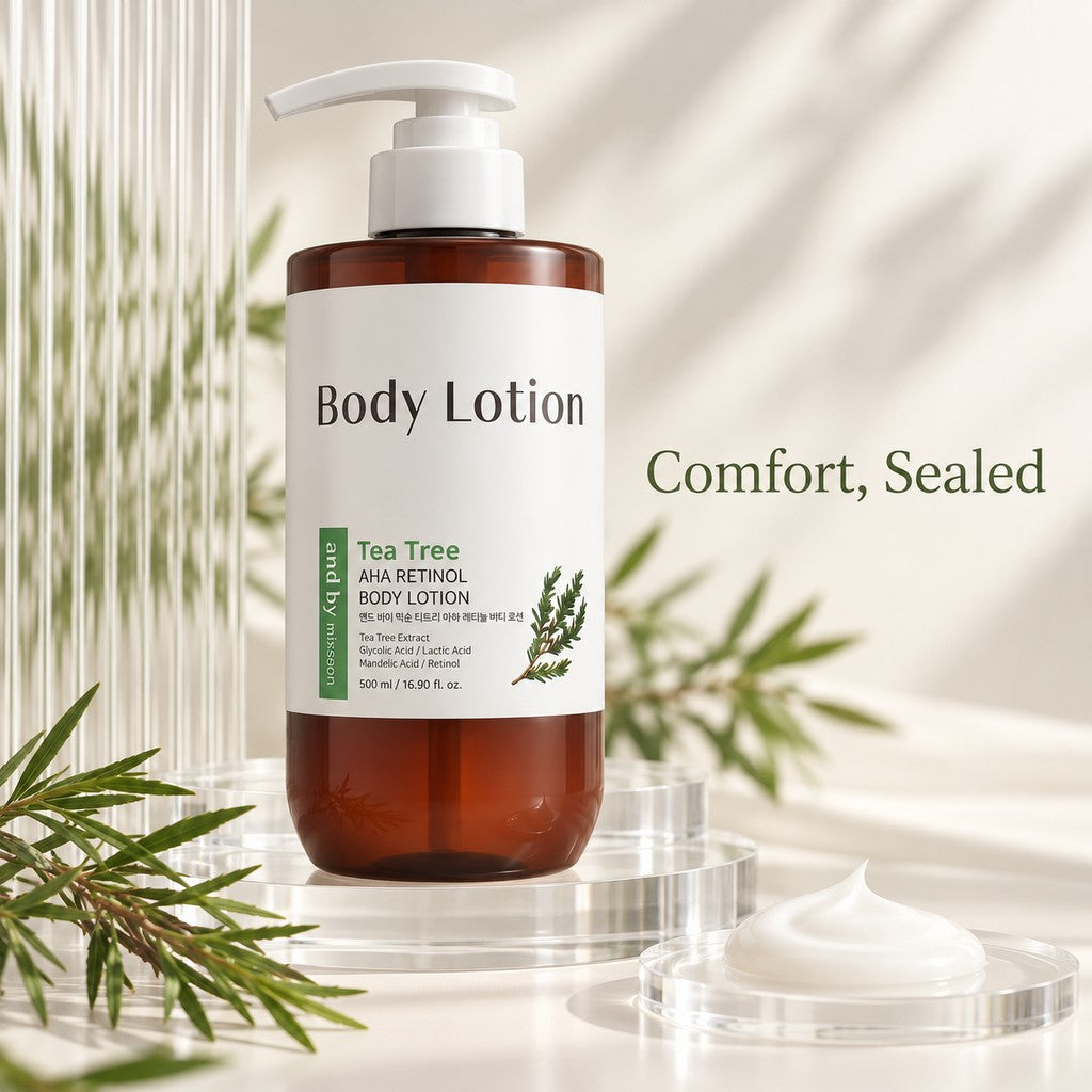 and by mixsoon — Loción corporal con árbol de té, AHA y retinol · 500 ml