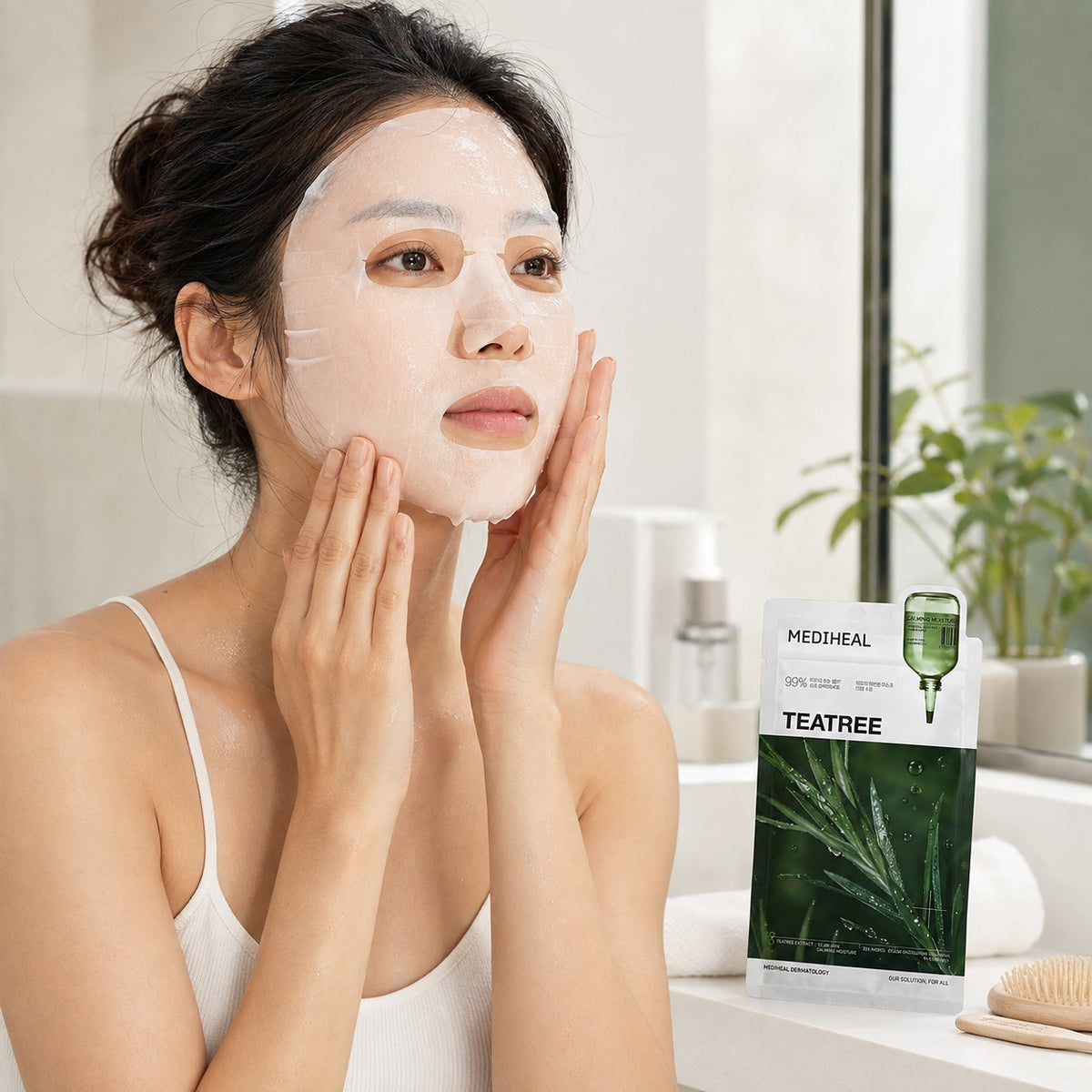 MEDIHEAL — Mascarilla esencial de árbol de té · 10 mascarillas