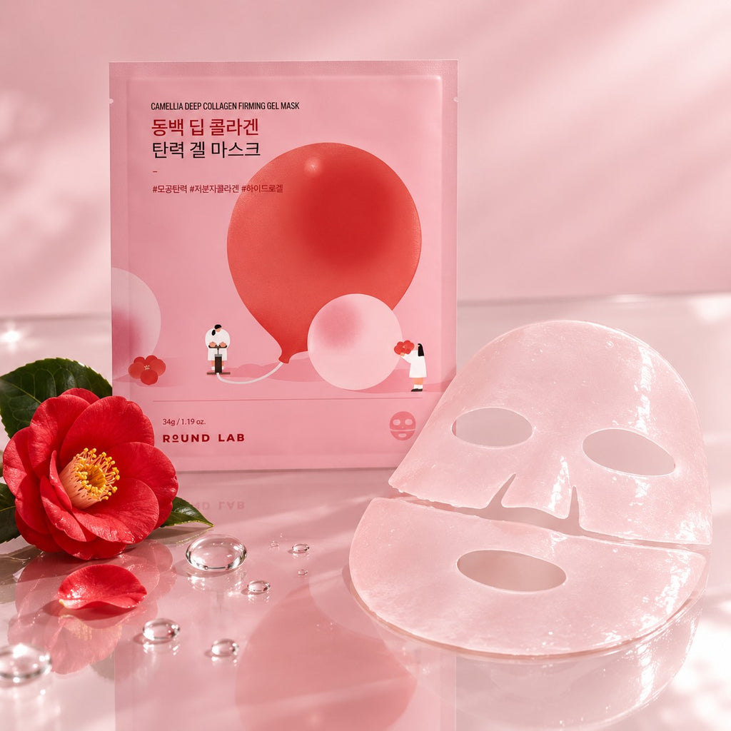 ROUND LAB — Mascarilla de gel reafirmante con camelia y colágeno · 4 mascarillas