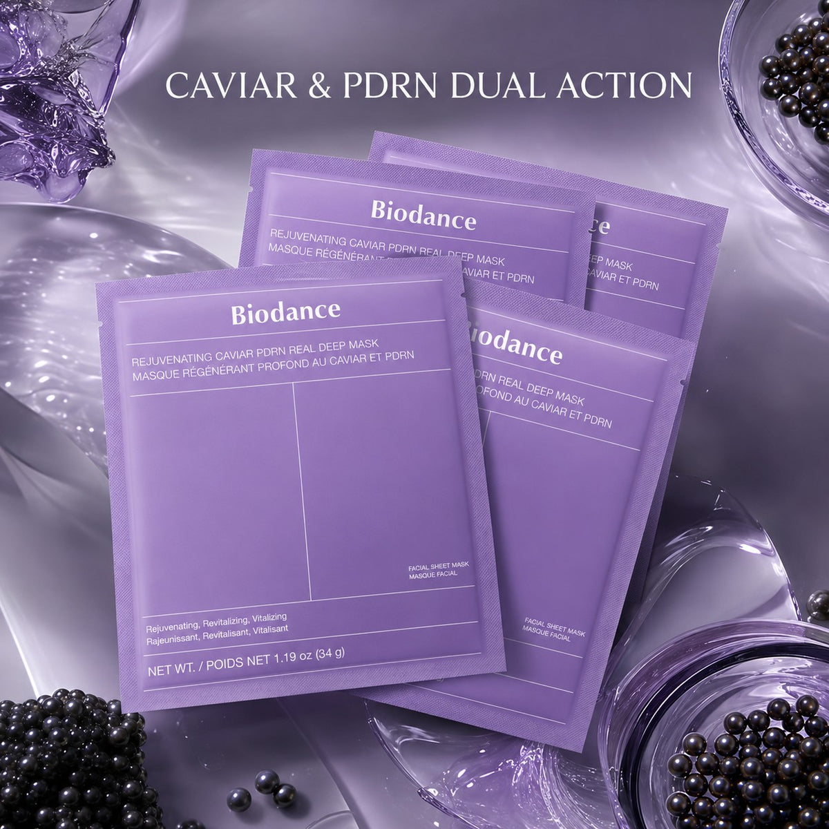 Biodance — Mascarilla intensiva rejuvenecedora con caviar y PDRN · 4 mascarillas