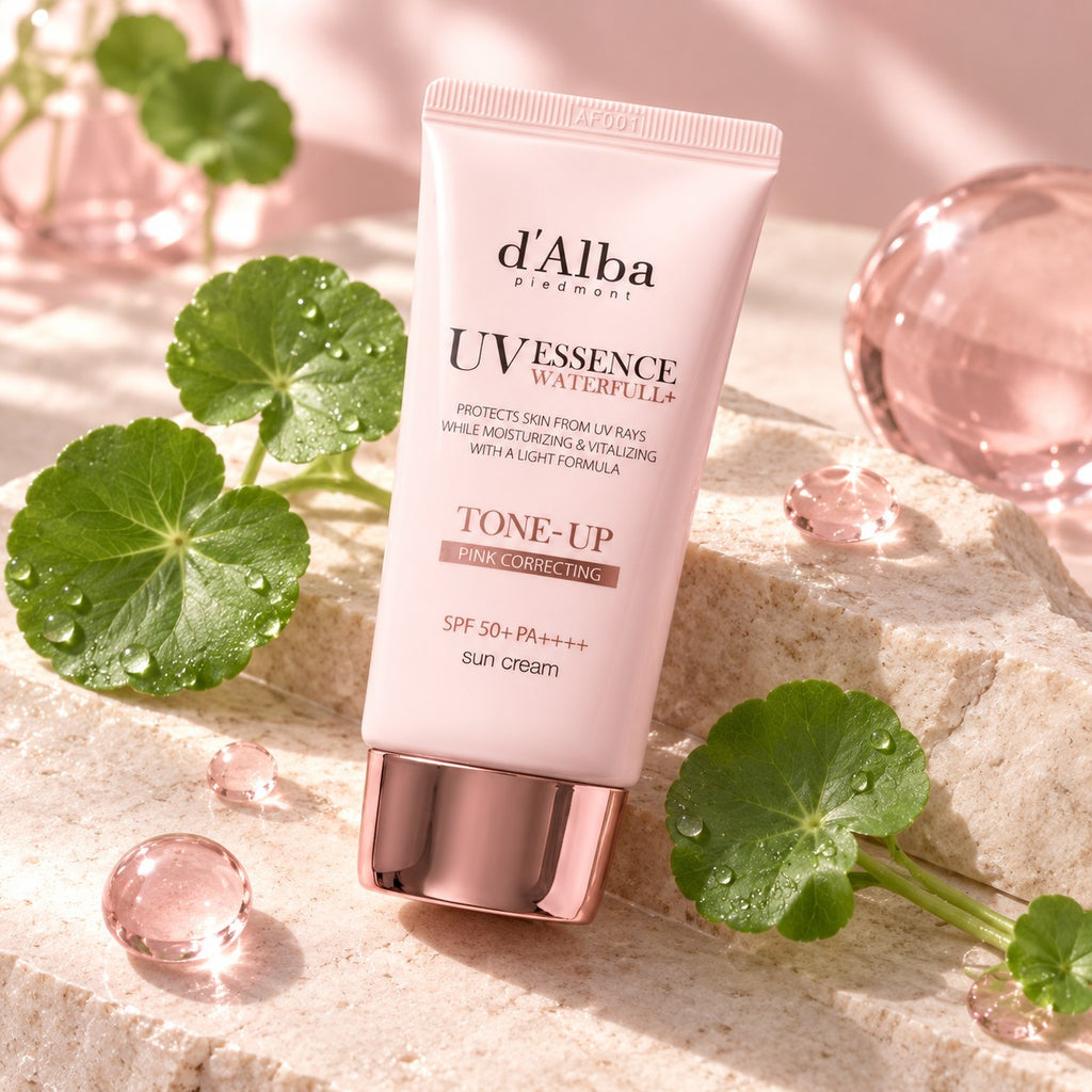 d'Alba — Crema solar iluminadora rosa con liposomas de árbol de té · 50 ml