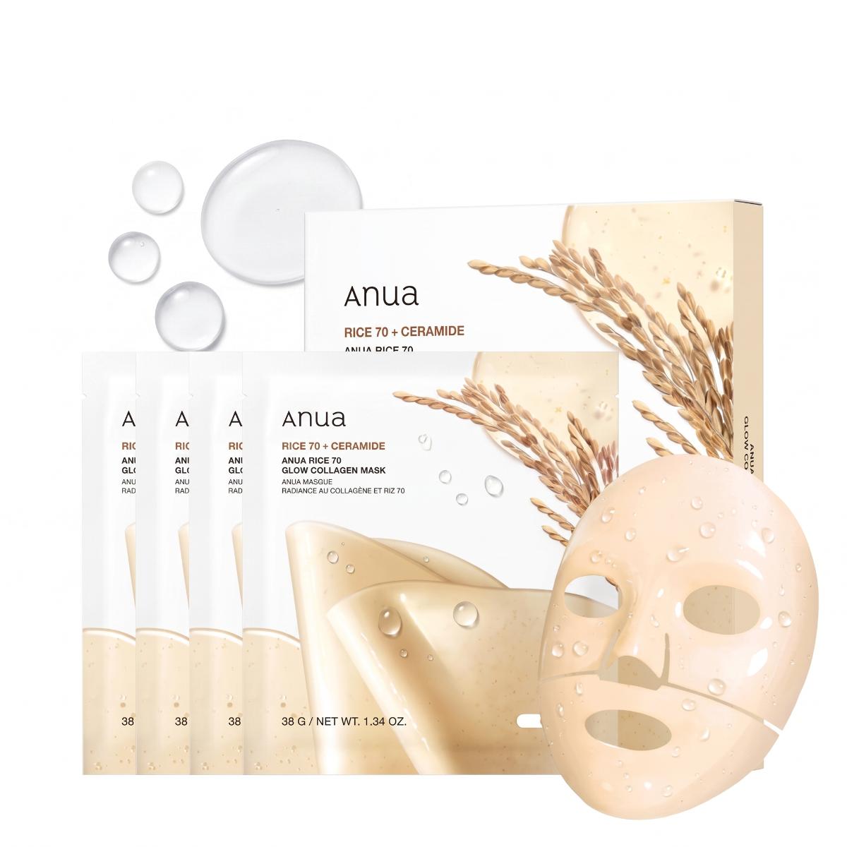 Anua — Mascarilla de arroz · 4 unidades