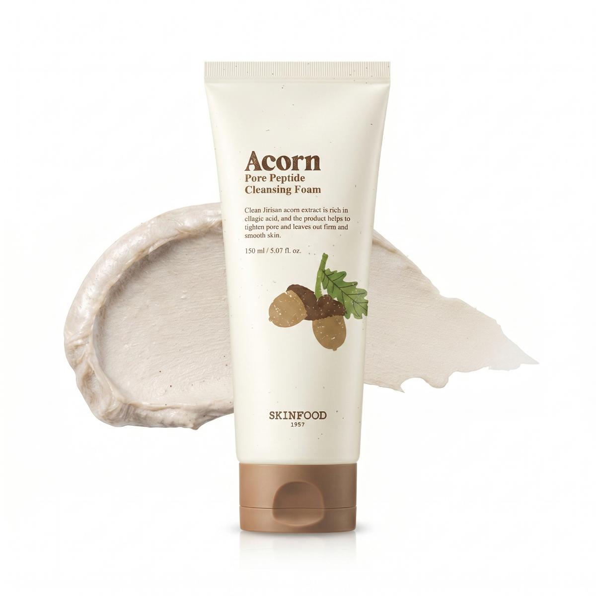 SKINFOOD — Espuma limpiadora para poros con bellota y péptidos · 150 ml