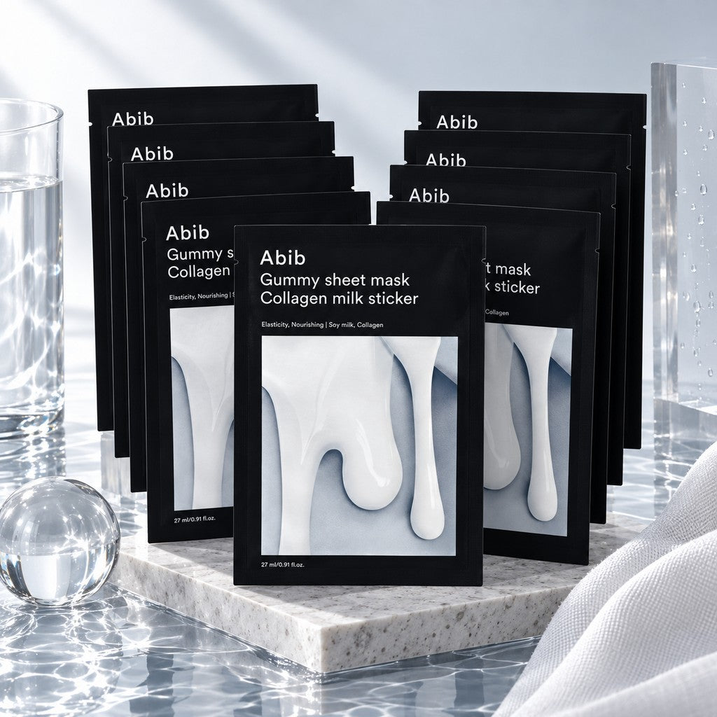 Abib — Mascarilla de tejido adherente con colágeno y leche · 10 mascarillas