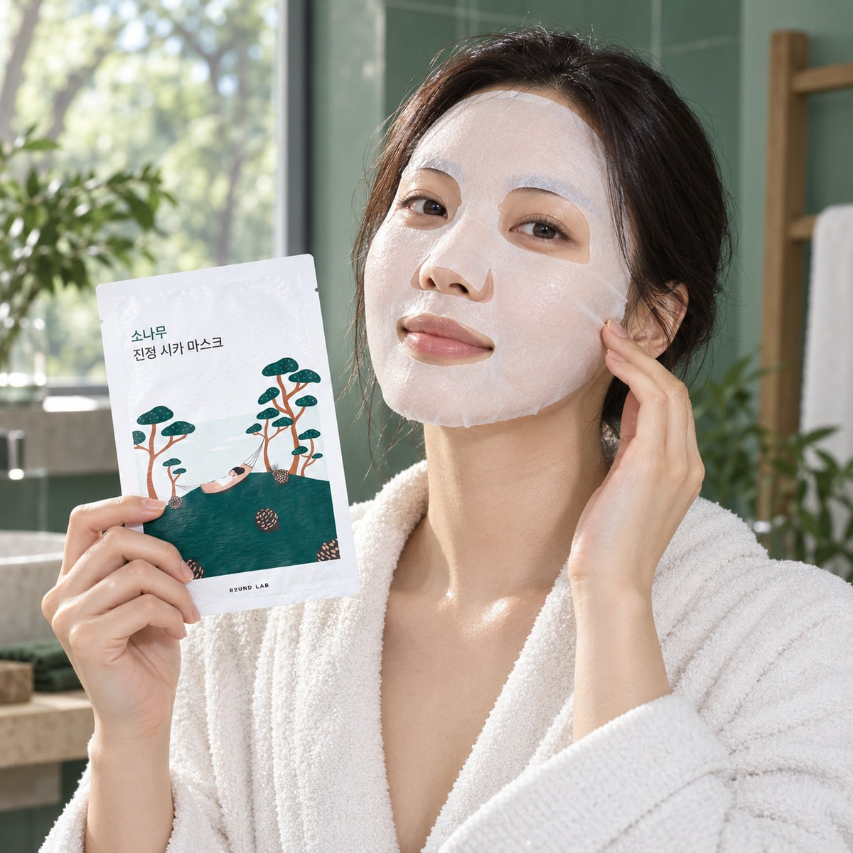 ROUND LAB — Mascarilla calmante con pino y centella · 10 mascarillas
