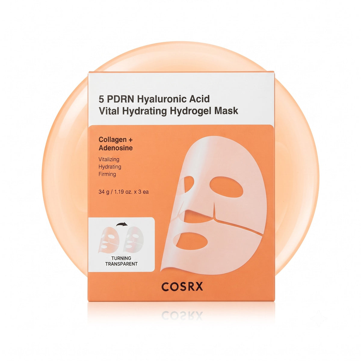 COSRX — Mascarilla de hidrogel hidratante con PDRN 5 y ácido hialurónico · 3 mascarillas