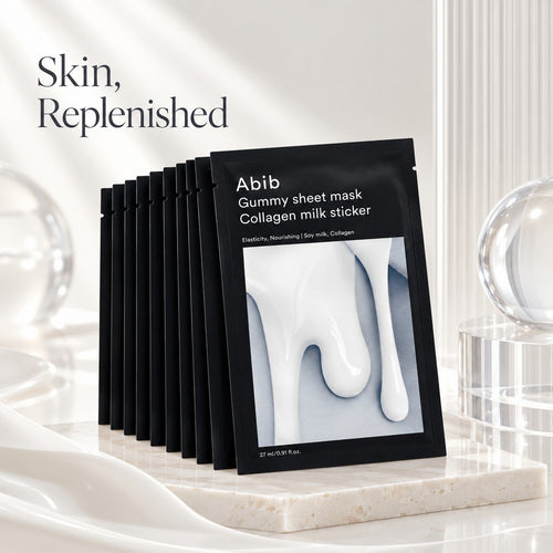 Abib — Mascarilla de tejido adherente con colágeno y leche · 10 mascarillas