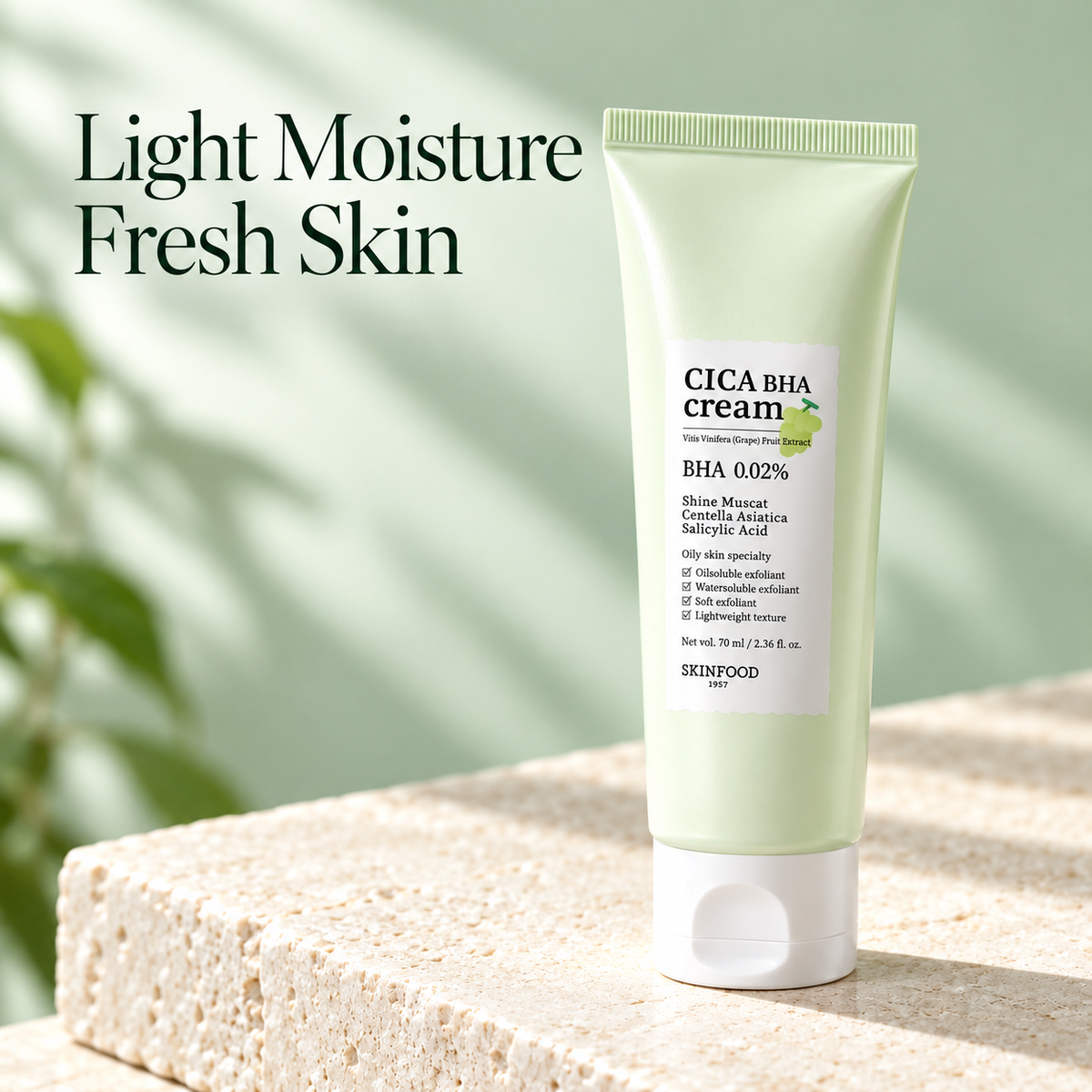 SKINFOOD — Crema con uva moscatel, centella y BHA · 70 ml