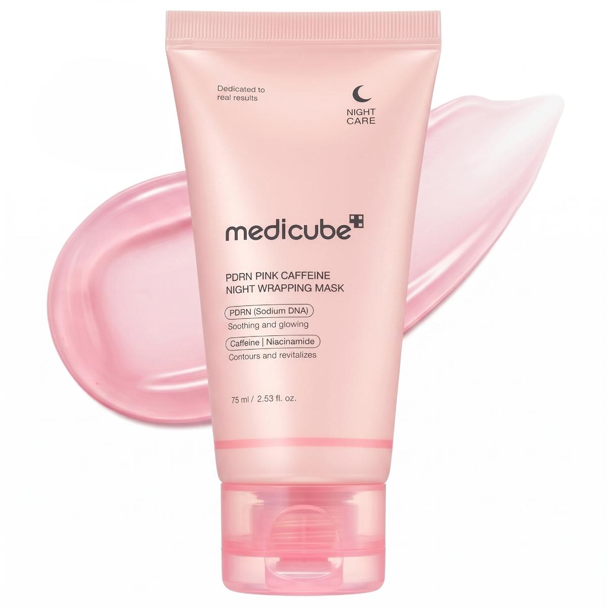 MEDICUBE — Mascarilla nocturna envolvente con PDRN rosa y cafeína · 75 ml