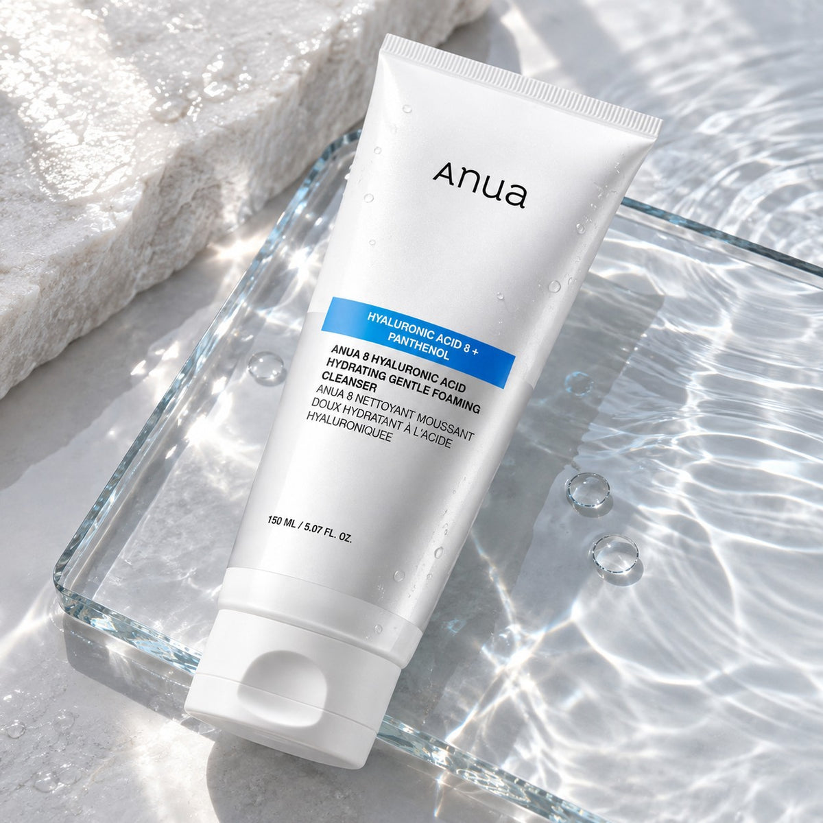 Anua — Limpiador suave en espuma con 8 tipos de ácido hialurónico · 150 ml