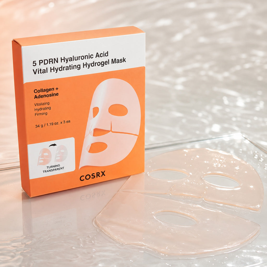 COSRX — Mascarilla de hidrogel hidratante con PDRN 5 y ácido hialurónico · 3 mascarillas