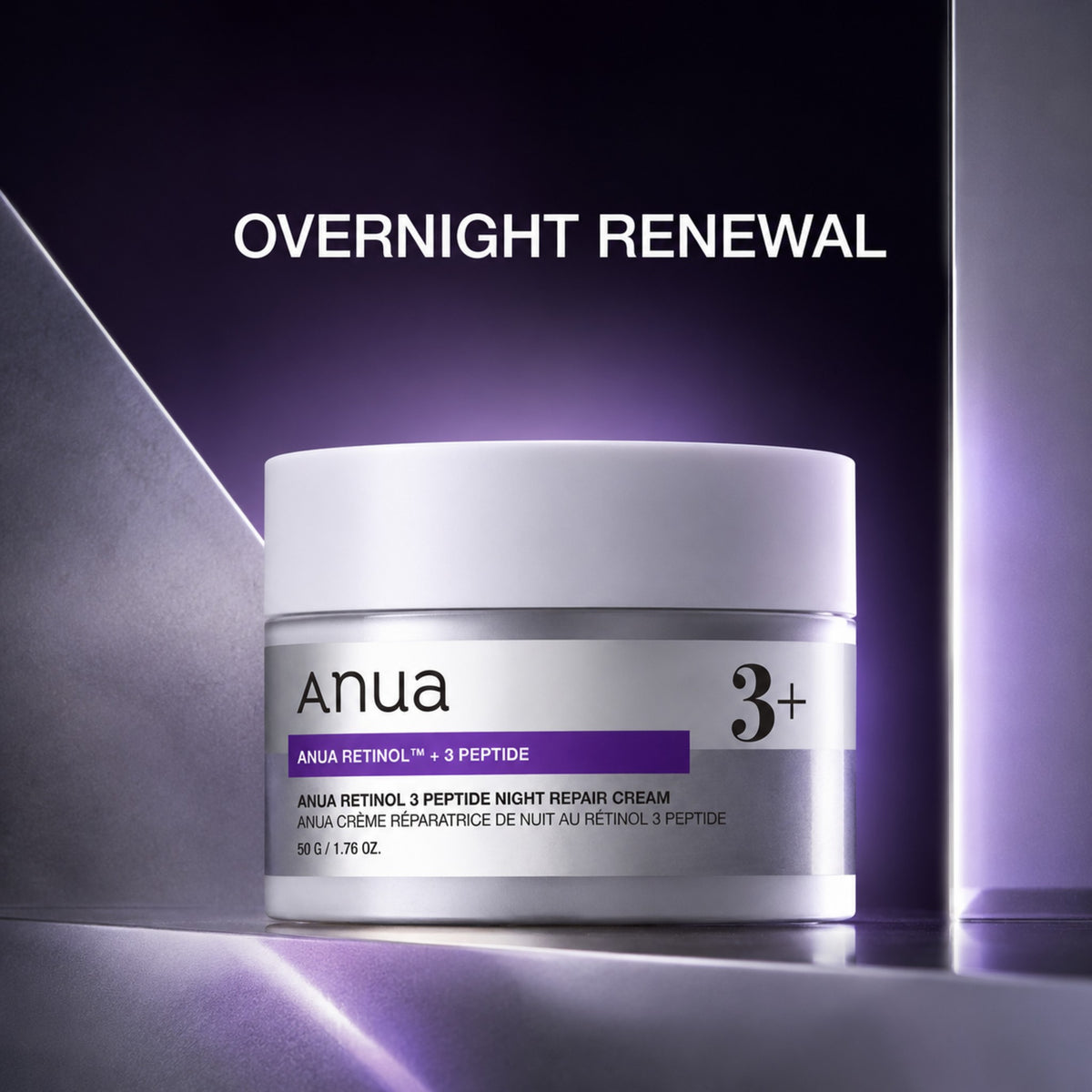 Anua — Crema reparadora nocturna con retinol y 3 péptidos · 50 g
