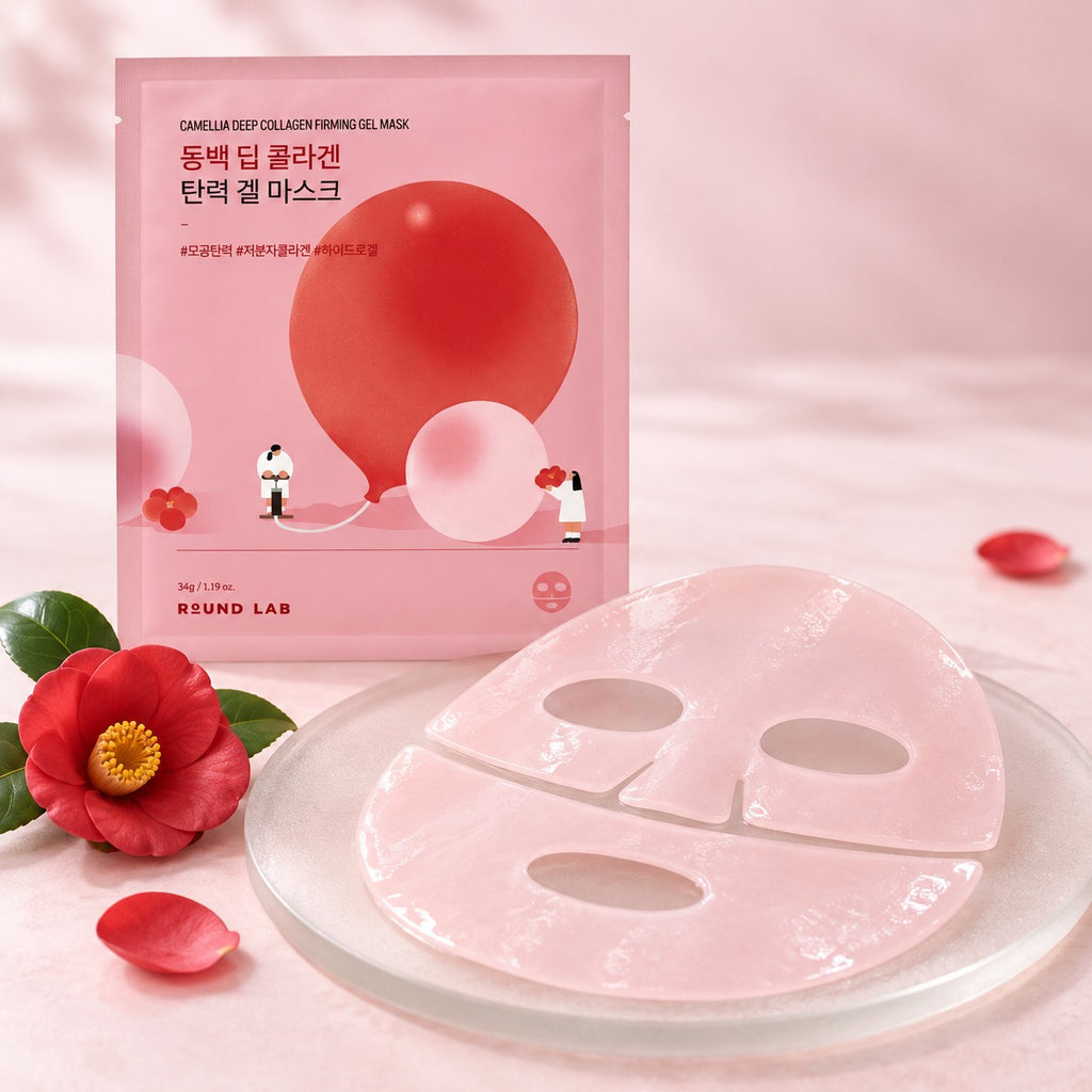 ROUND LAB — Mascarilla de gel reafirmante con camelia y colágeno · 4 mascarillas