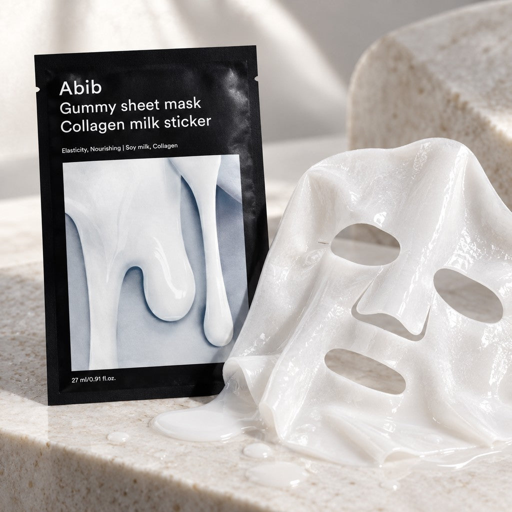 Abib — Mascarilla de tejido adherente con colágeno y leche · 10 mascarillas