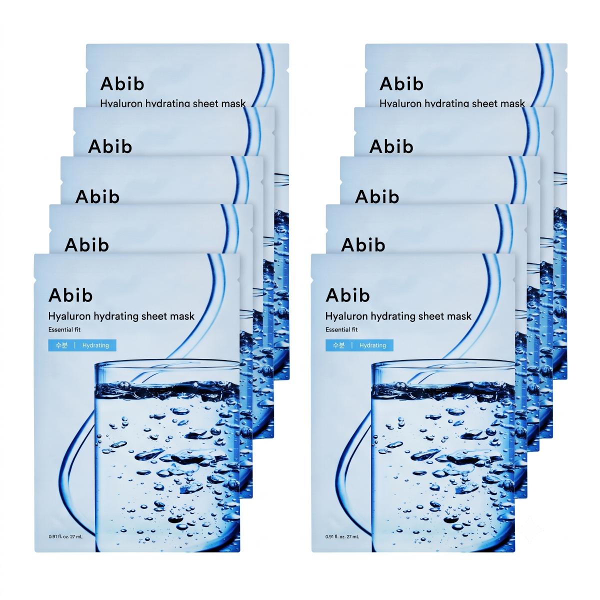 Abib — Mascarilla de tejido hidratante Essential Fit con ácido hialurónico · 10 mascarillas