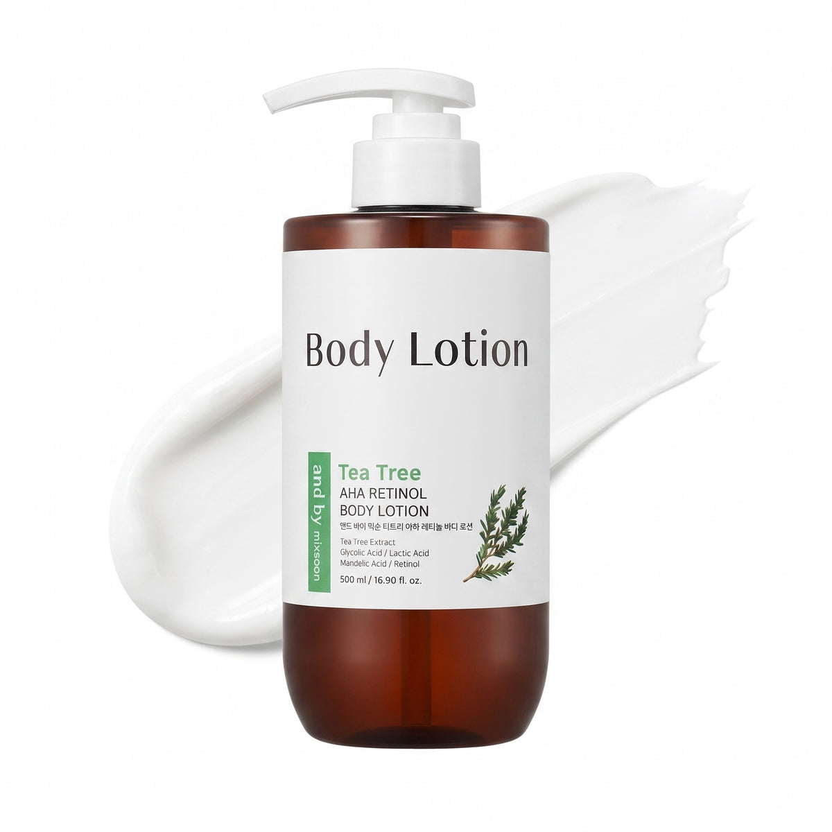 and by mixsoon — Loción corporal con árbol de té, AHA y retinol · 500 ml