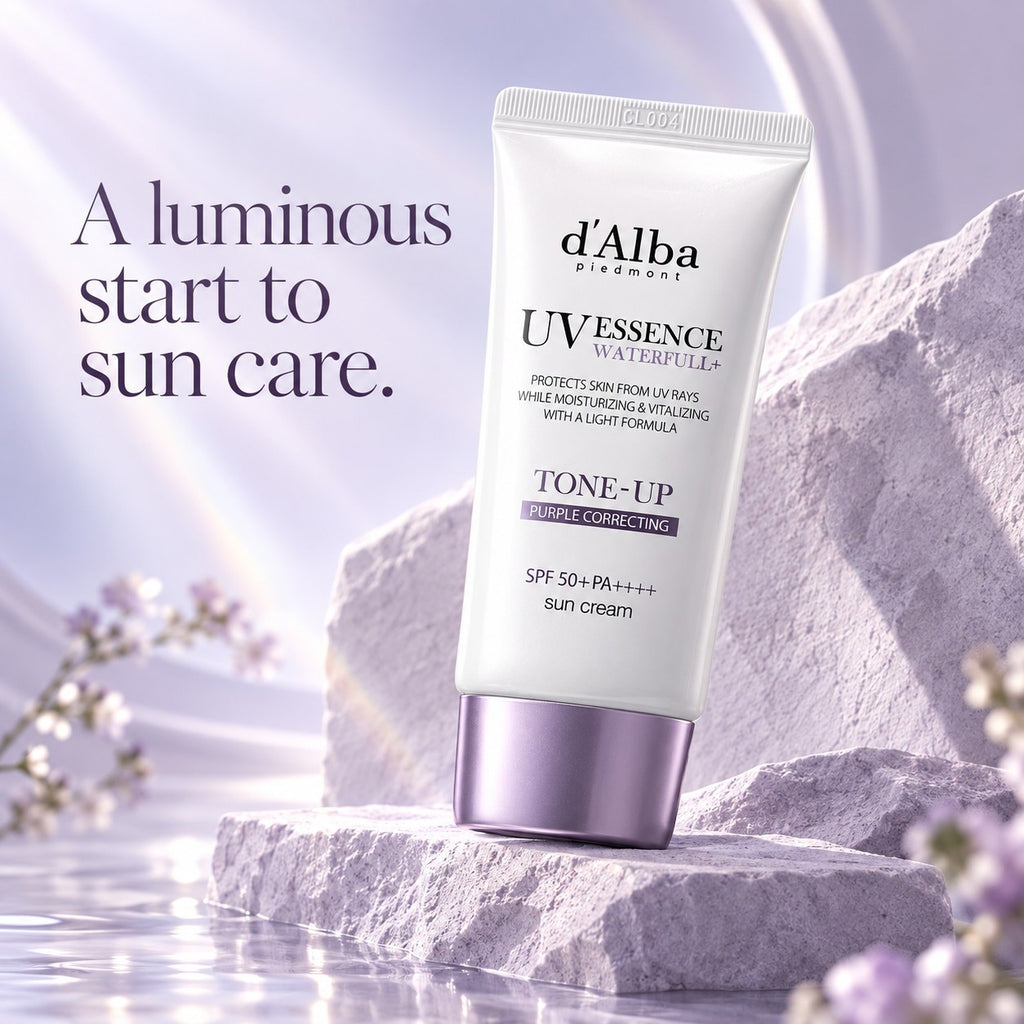d'Alba — Crema solar iluminadora violeta con liposomas de árbol de té · 50 ml