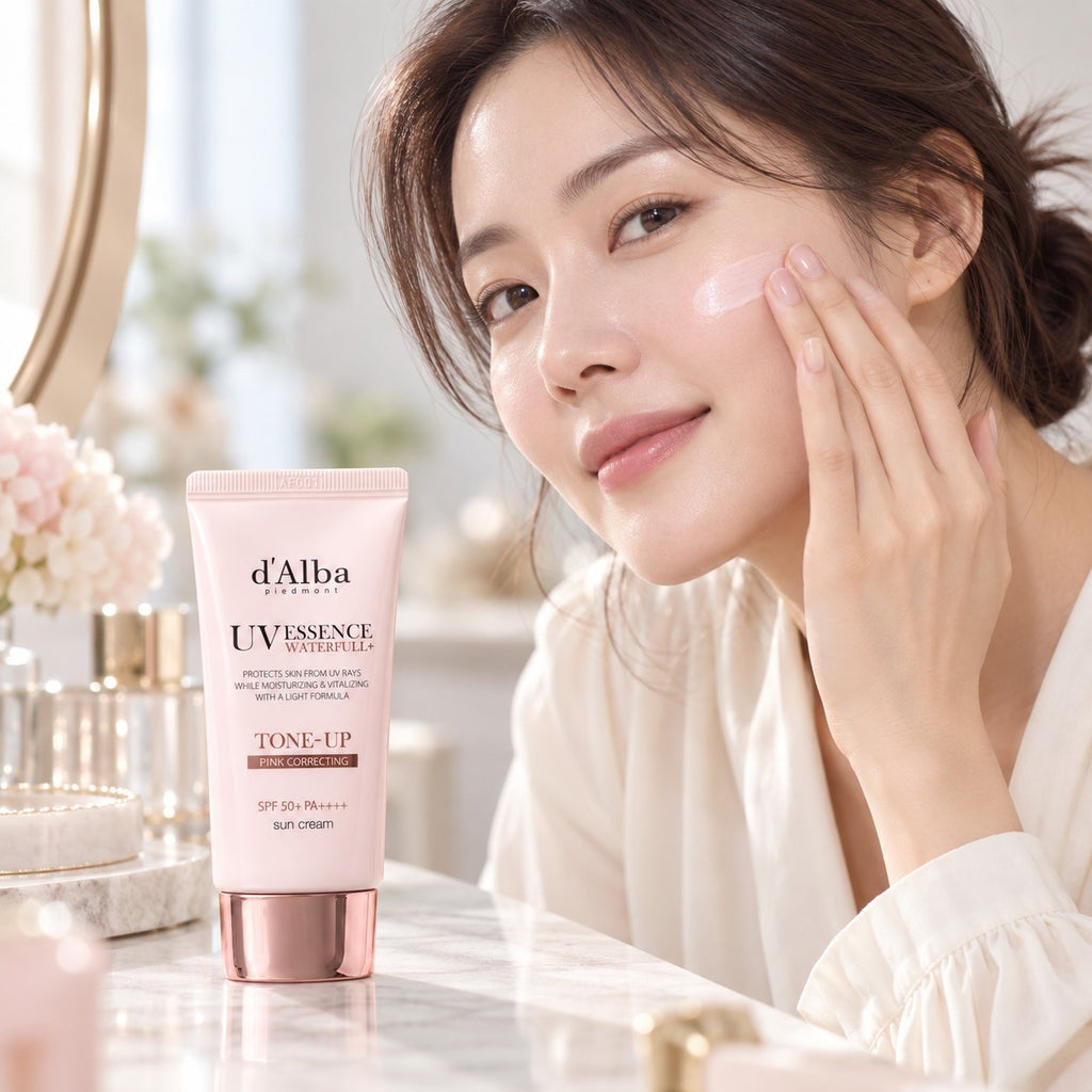 d'Alba — Crema solar iluminadora rosa con liposomas de árbol de té · 50 ml