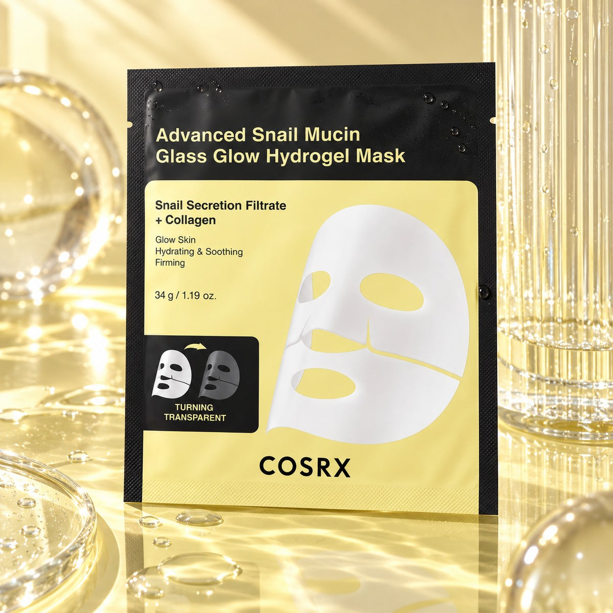 COSRX — Mascarilla de hidrogel iluminadora con mucina de caracol · 3 mascarillas