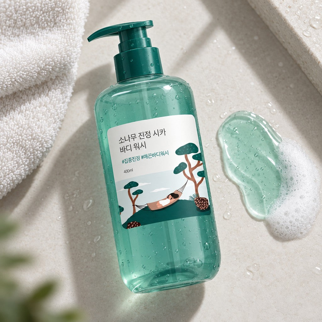 ROUND LAB — Gel de ducha calmante con pino y centella · 400 ml