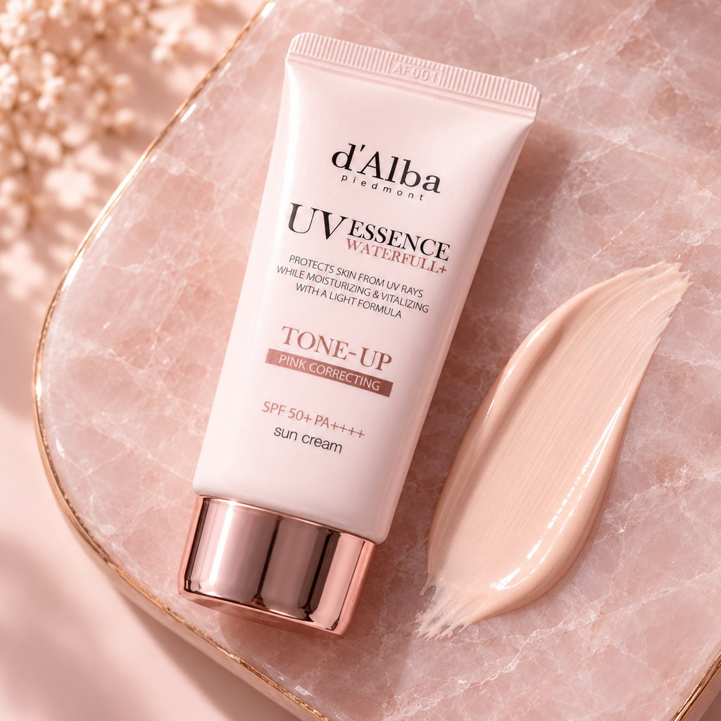 d'Alba — Crema solar iluminadora rosa con liposomas de árbol de té · 50 ml
