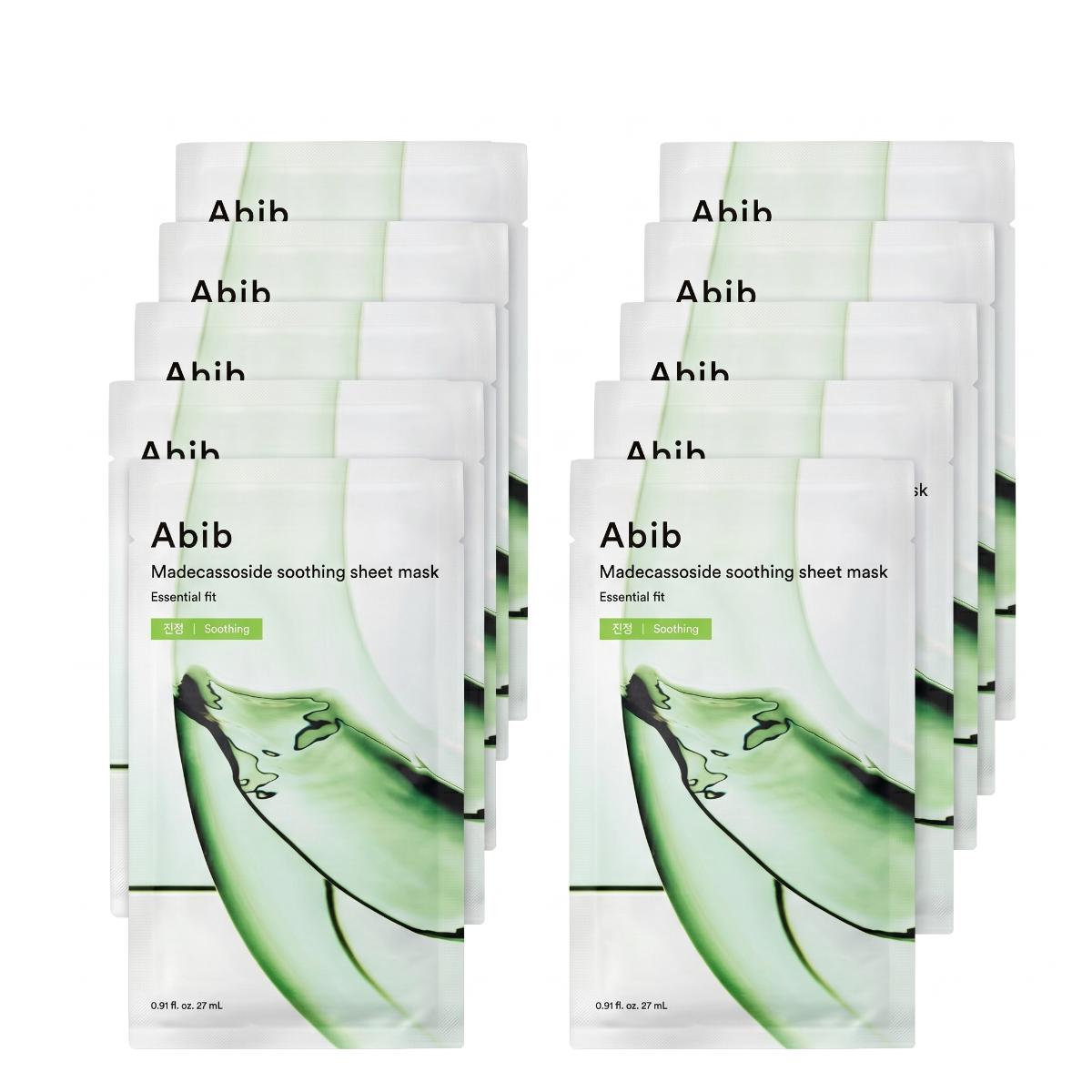 Abib — Mascarilla de tejido calmante Essential Fit con madecasósido · 10 mascarillas