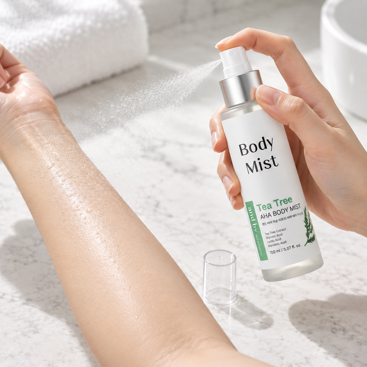 and by mixsoon — Bruma corporal con árbol de té y AHA · 150 ml