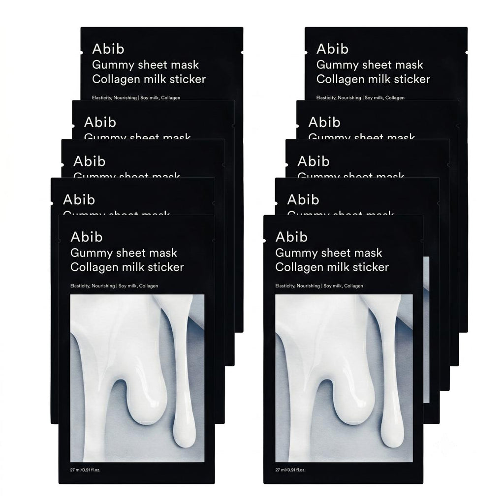 Abib — Mascarilla de tejido adherente con colágeno y leche · 10 mascarillas