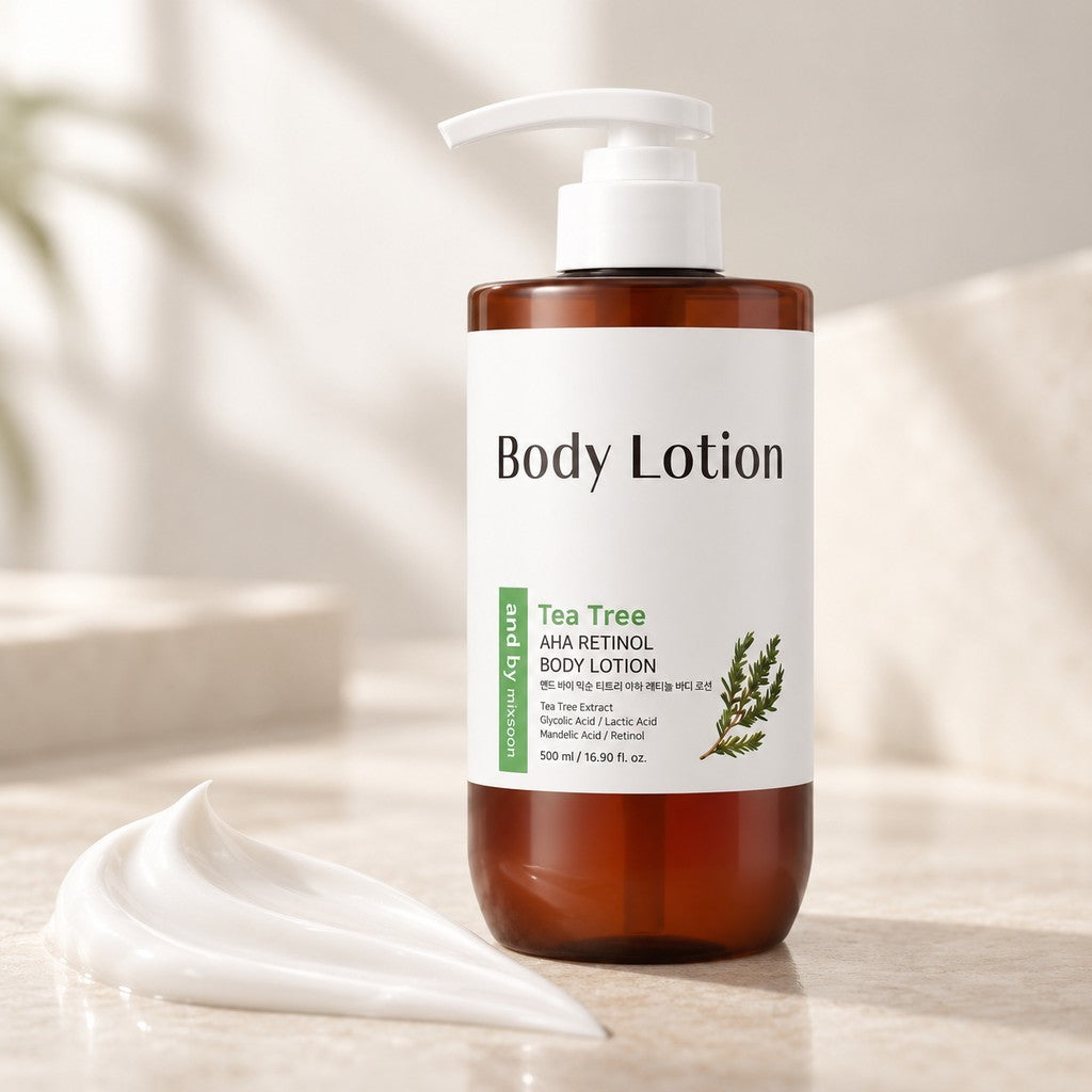 and by mixsoon — Loción corporal con árbol de té, AHA y retinol · 500 ml